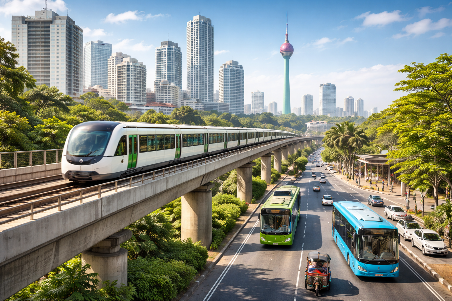 Traffic congestion in Colombo highlighting the need for modern urban public transport systems