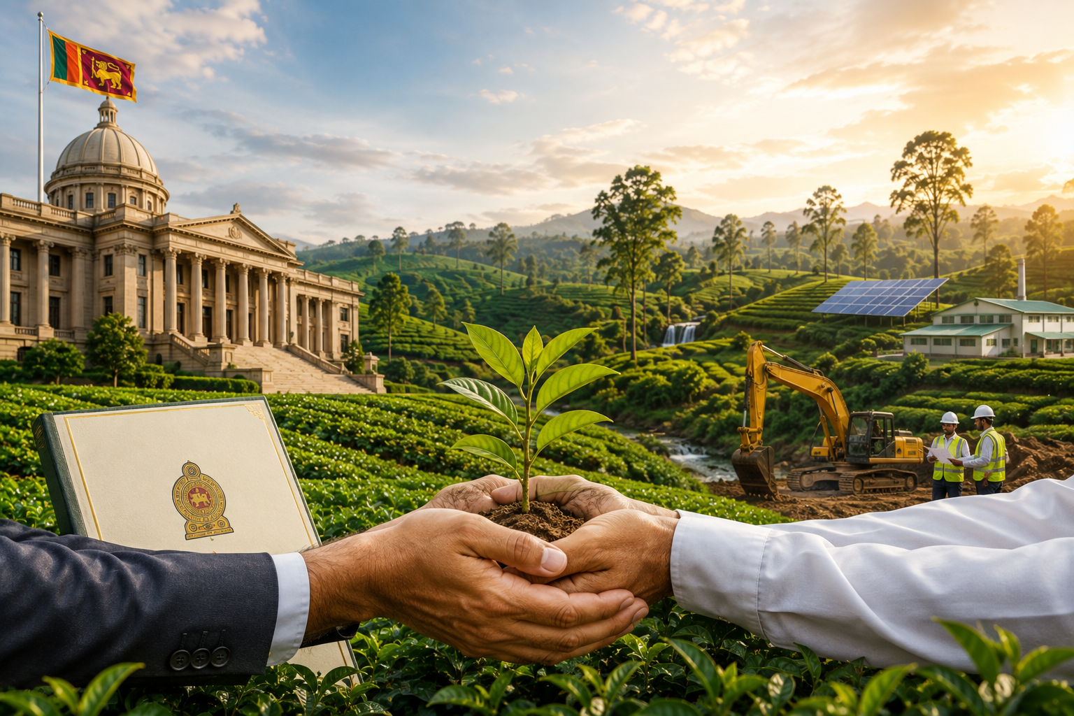 Sri Lankan plantation landscape representing government-backed investment in underutilized plantation lands